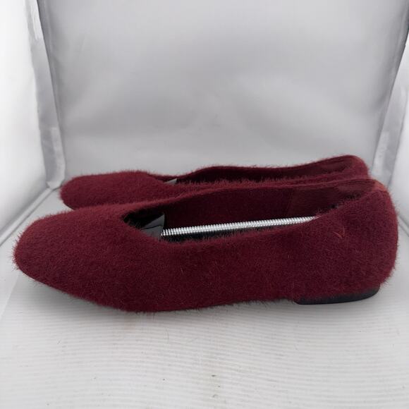 VIVAIA Margot 2.0 Fuzzy Knit Square Toe Flats Burgundy EU 42 US 11 Vegan Eco - Picture 6 of 12